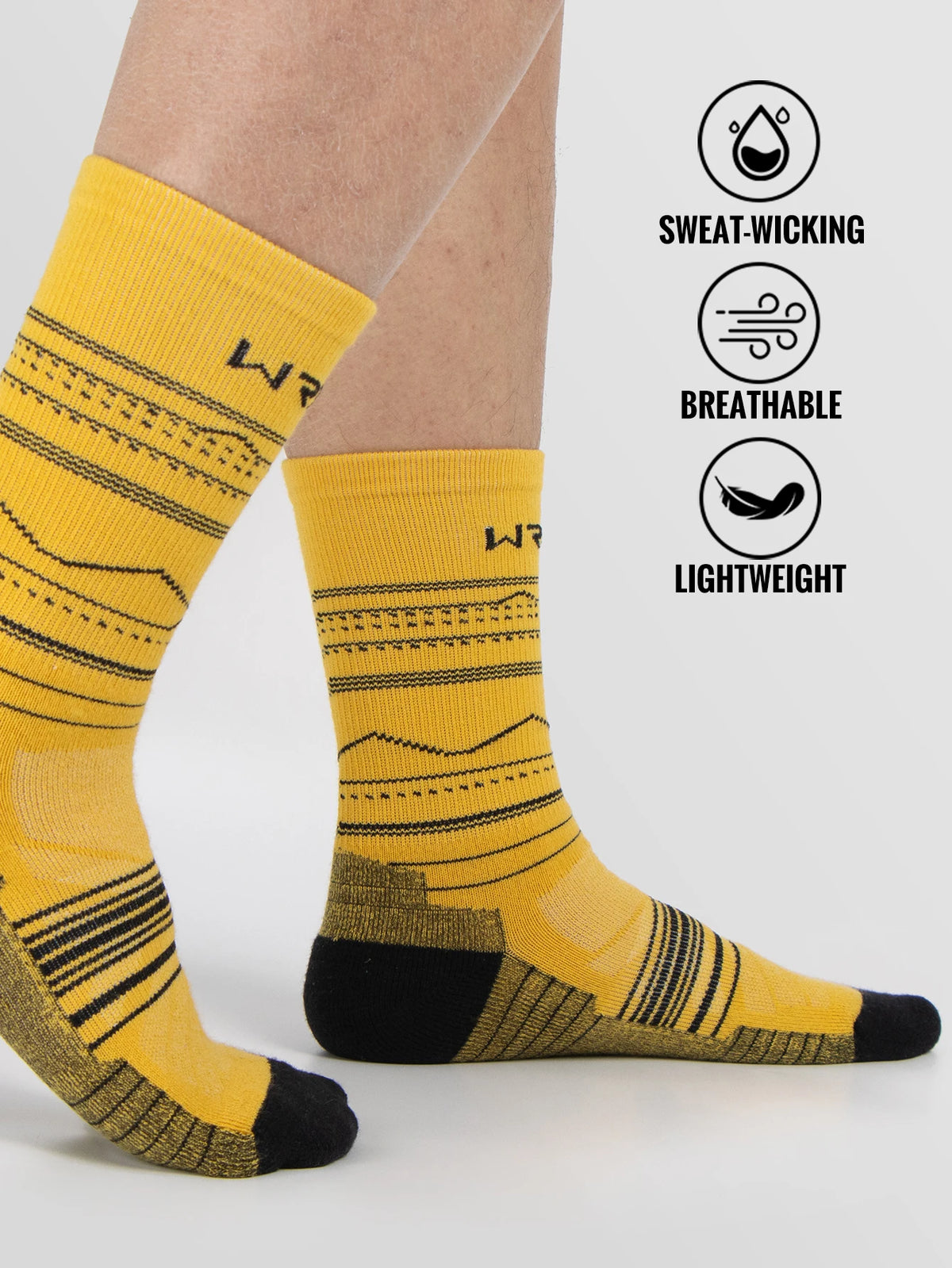 WRELS Merino Wool Socks Hiking Running Socks Soft Lightweight Shock Absorption Damping Mid-Calf Breathable Ankle Cycling Socks