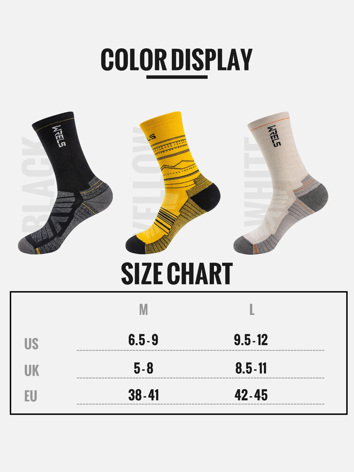 WRELS Merino Wool Socks Hiking Running Socks Soft Lightweight Shock Absorption Damping Mid-Calf Breathable Ankle Cycling Socks