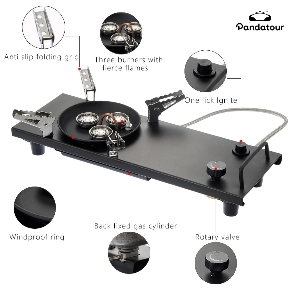 Pandatour Camping IGT 0.5UNT Gas Stove Outdoor One lick Ignite High Effi Ciency Camping Supplies Table Stove High Firepower