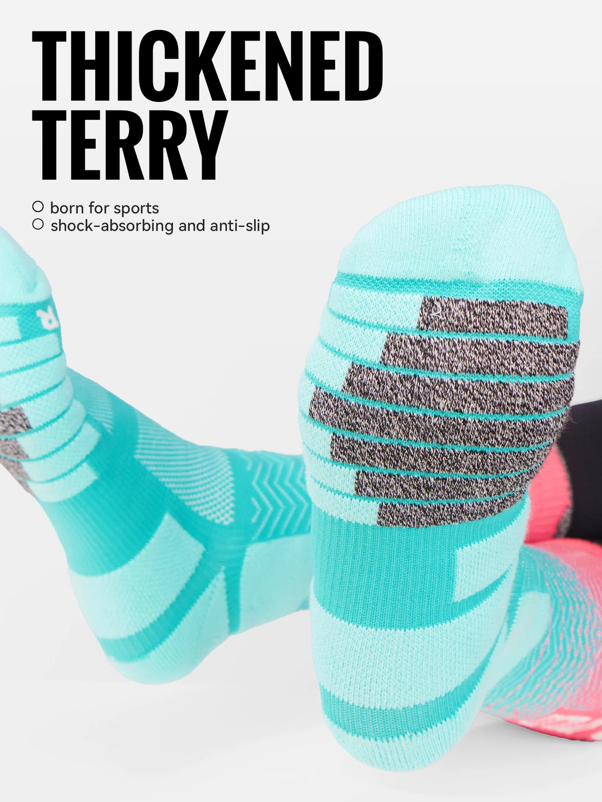 WRELS 1/2/3 Cushioned Sports Athletic Socks Breathable Running Socks Cushion Padded Moisture Wicking For Walking Hiking Running
