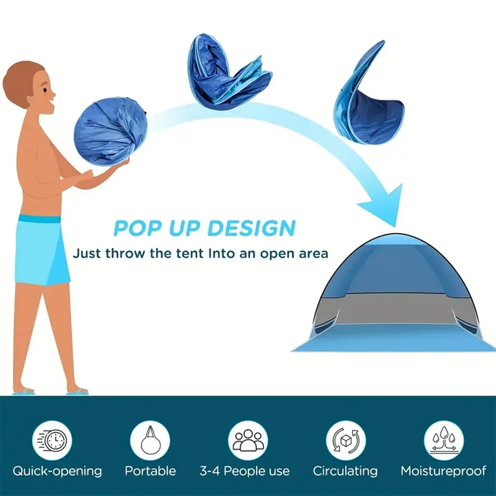 Quick Set Up-Pop Up Beach Tent Portable Sun Shade Shelter Outdoor Camping Fishing Canopy,Camping Accessories,Sturdy Construction
