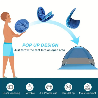 Quick Set Up-Pop Up Beach Tent Portable Sun Shade Shelter Outdoor Camping Fishing Canopy,Camping Accessories,Sturdy Construction