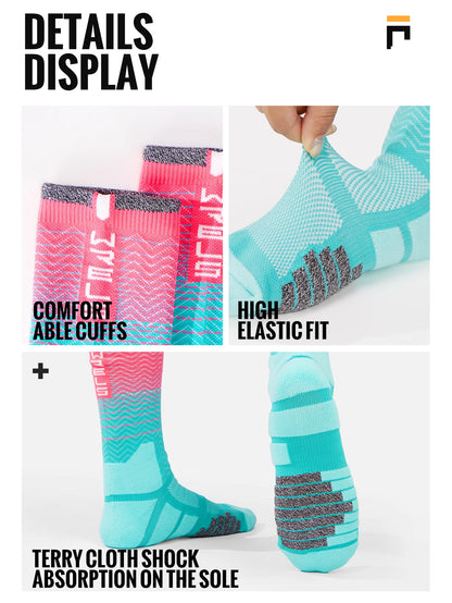 WRELS 1/2/3 Cushioned Sports Athletic Socks Breathable Running Socks Cushion Padded Moisture Wicking For Walking Hiking Running