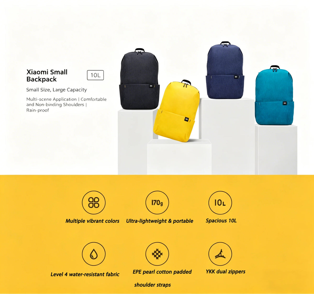 Xiaomi Colorful Small Backpack Men's and Women's Shoulder Bag Outdoor Waterproof Ultra-lightweight Student Portable Sports Bag -
