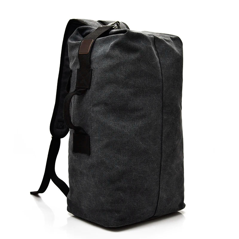 Black canvas shoulder bag backpack for men camping