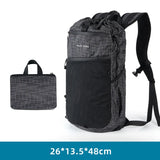 Black foldable camping backpack with storage bag