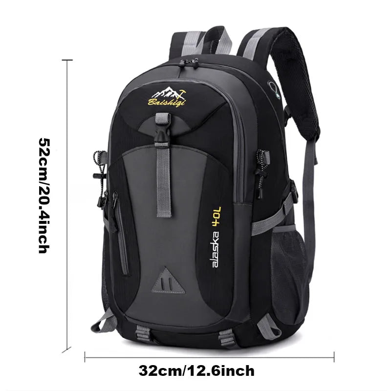 Black waterproof large capacity outdoor hiking backpack