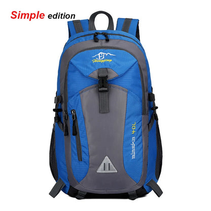 Blue and gray waterproof hiking backpack 40L simple edition