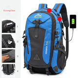 Blue waterproof climbing backpack