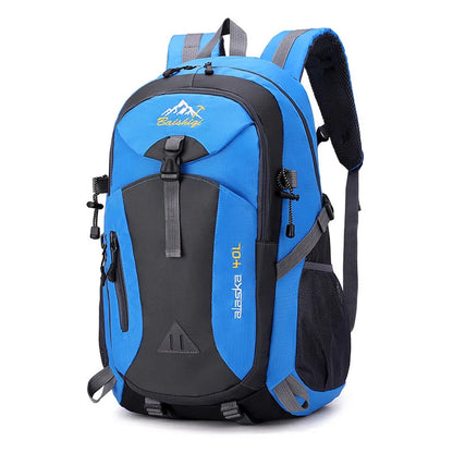 Blue waterproof mountaineering backpack