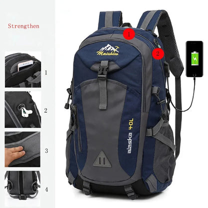 Durable waterproof backpack showing padded straps