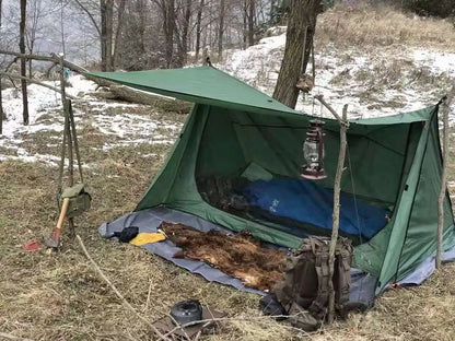 Ultralight Bushcraft Shelter,Brown,Army Green and Black, Backwoods Shelter
