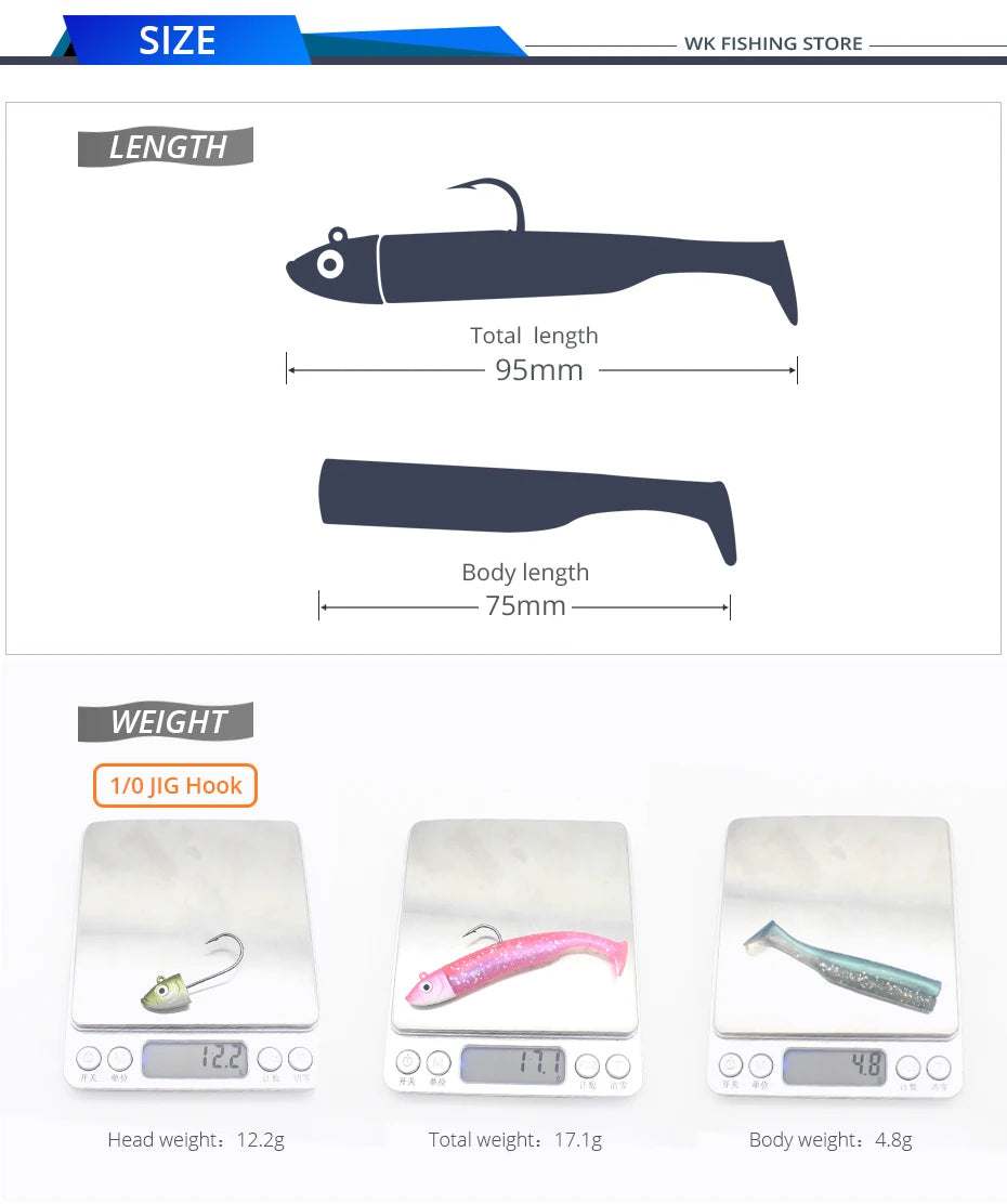 Inshore Paddle Tail Soft Lure and Jig Head Kit