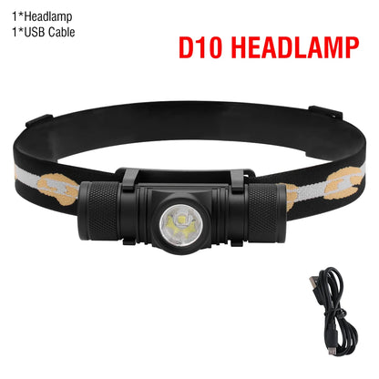 BORUiT LED Mini Headlamp High Power 1000LM Headlight 18650 Rechargeable Head Torch Camping Hunting Outdoor Waterproof Flashlight