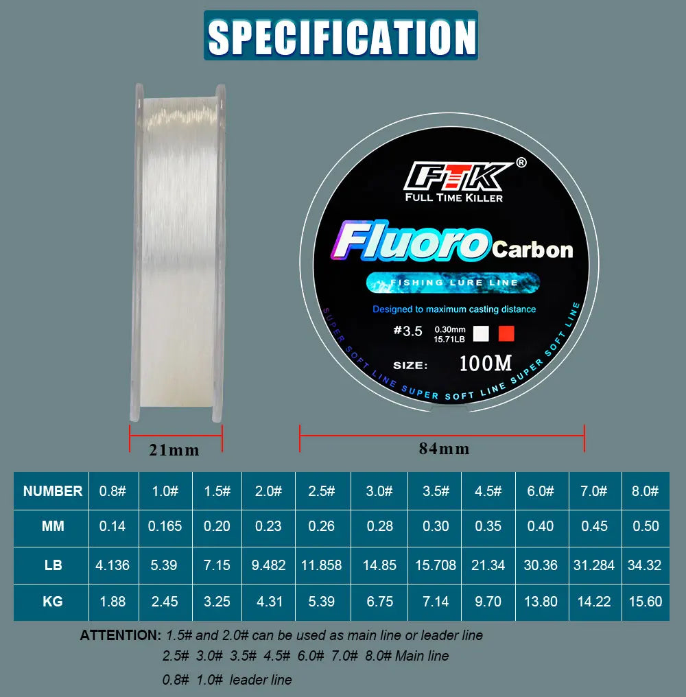 FTK Fluorocarbon Leader Line 100m