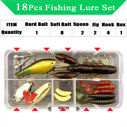 Soft and Hard Bait Lure Kit with Box