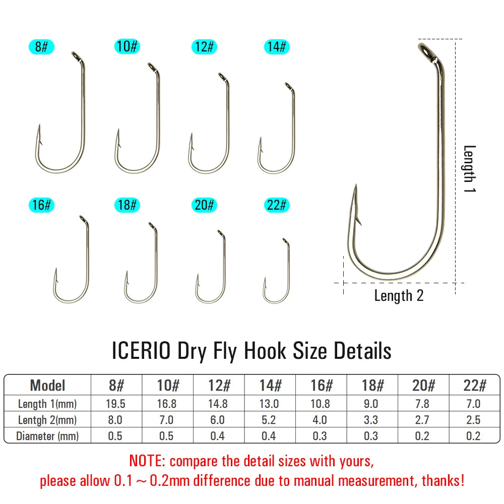ICERIO 1X Long Shank Down Eye Hooks (100 Pack)