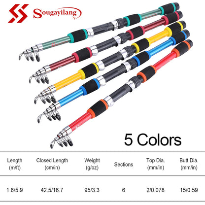 Sougayilang 2.1m-3.6m Spinning Fishing Rod Carbon Trout Carp Telescopic Fishing Pole Lure Fishing Rod Tackle