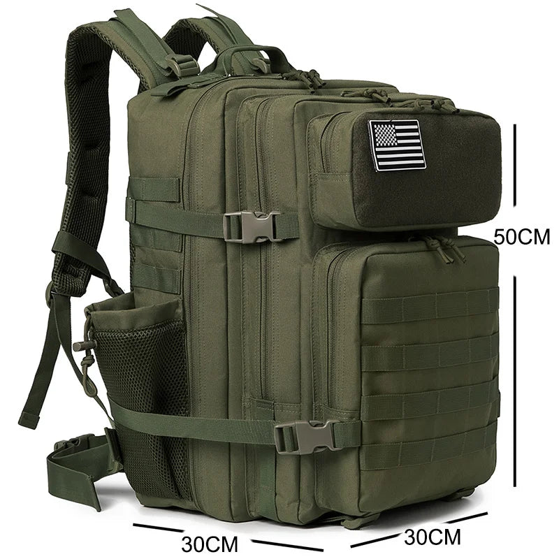 45L Tactical Backpack Survival Bag Hunting MOLLE Backpack GYM For Men EDC Outdoor Hiking Rucksack With Bottle Holder