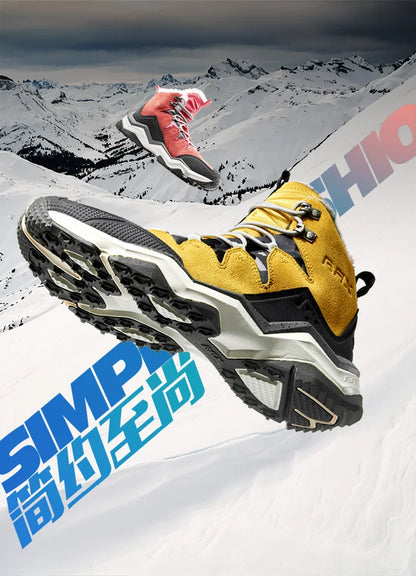 RAX Hiking Boots Men Waterproof Winter Snow Boots Fur lining Lightweight Trekking Shoes Warm Outdoor Sneakers Mountain Boots Men