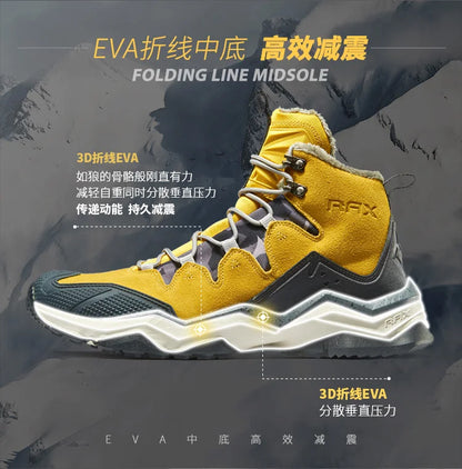 RAX Hiking Boots Men Waterproof Winter Snow Boots Fur lining Lightweight Trekking Shoes Warm Outdoor Sneakers Mountain Boots Men