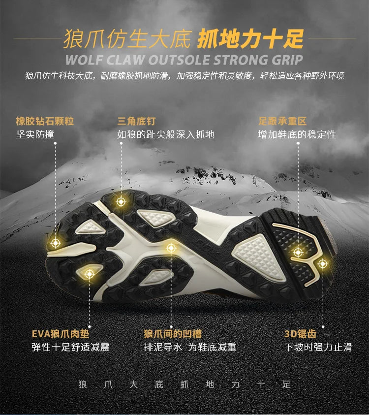 RAX Hiking Boots Men Waterproof Winter Snow Boots Fur lining Lightweight Trekking Shoes Warm Outdoor Sneakers Mountain Boots Men
