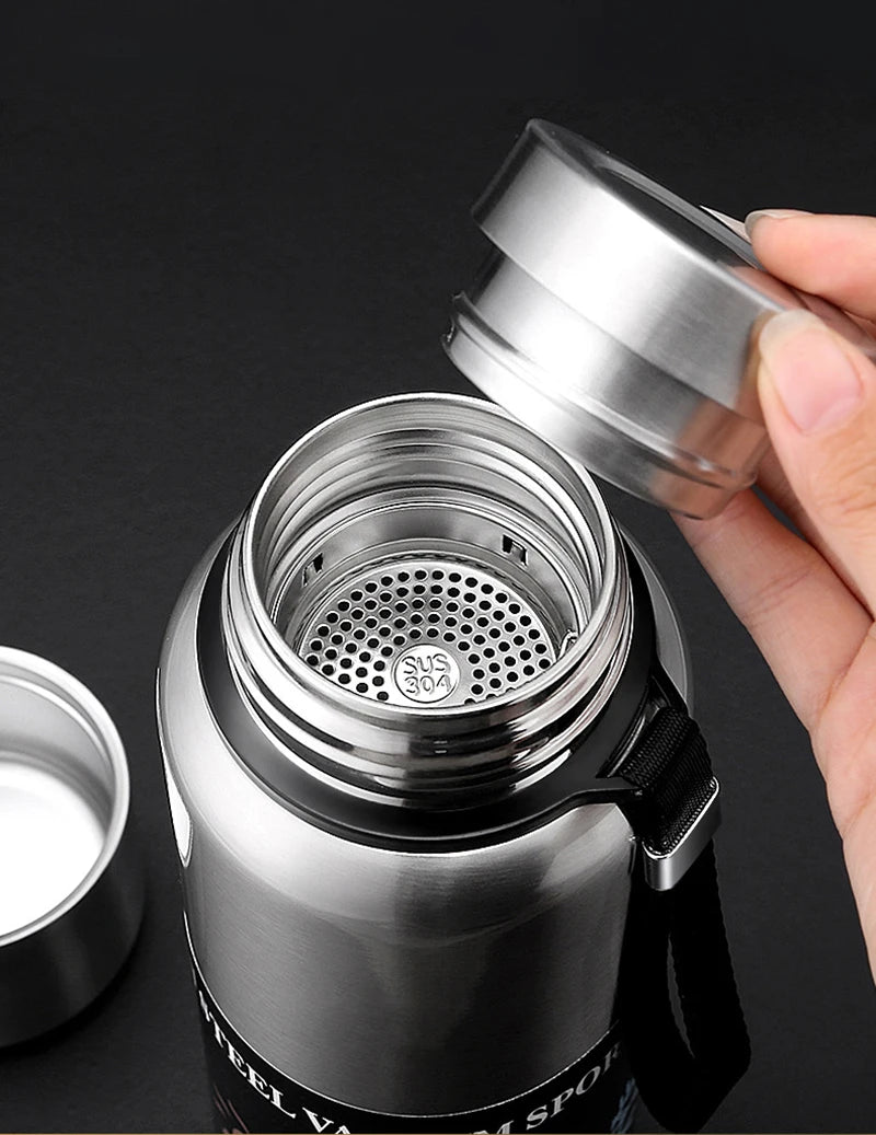 500/1000/1500ml Stainless Steel Thermos Large Capacity Vacuum Flask Portable Insulated Tumbler with Rope Thermo Bottle