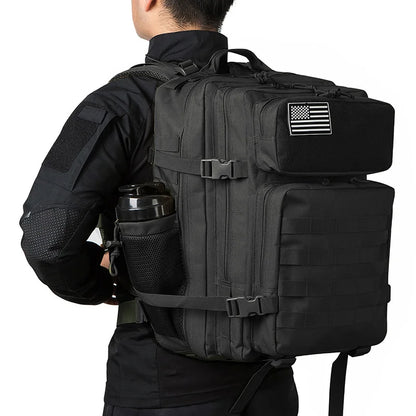 45L Tactical Backpack Survival Bag Hunting MOLLE Backpack GYM For Men EDC Outdoor Hiking Rucksack With Bottle Holder