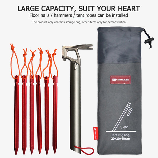 Outdoor Camping Equipment Stake Storage Bags Tent Accessories Hammer Wind Rope Tent Pegs Nails Storage Bag