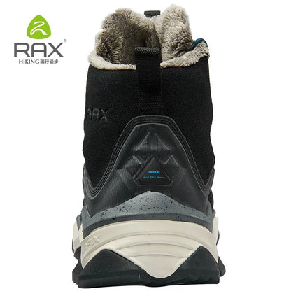 RAX Hiking Boots Men Waterproof Winter Snow Boots Fur lining Lightweight Trekking Shoes Warm Outdoor Sneakers Mountain Boots Men