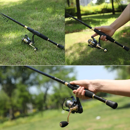 Sougayilang Telescopic Fishing Rod Ultralight Weight Spinning Fishing Rod Carbon Fiber Material 1.8-2.4m Fishing Rod Tackle