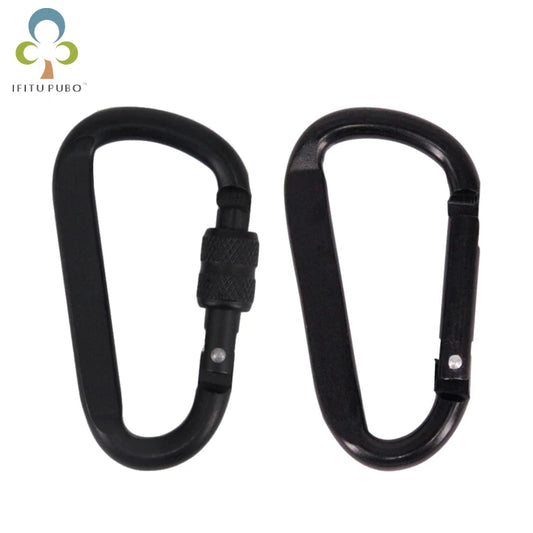 7cm Aluminum Alloy Carabiner Black D-Ring Key Chain Clip Camping Keyring Snap Hook Outdoor Travel Kit GYH