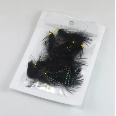 MNFT Black Beadhead Woolly Buggers (10 Pack)