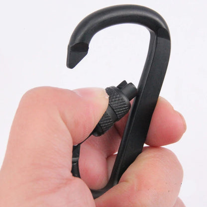 7cm Aluminum Alloy Carabiner Black D-Ring Key Chain Clip Camping Keyring Snap Hook Outdoor Travel Kit GYH