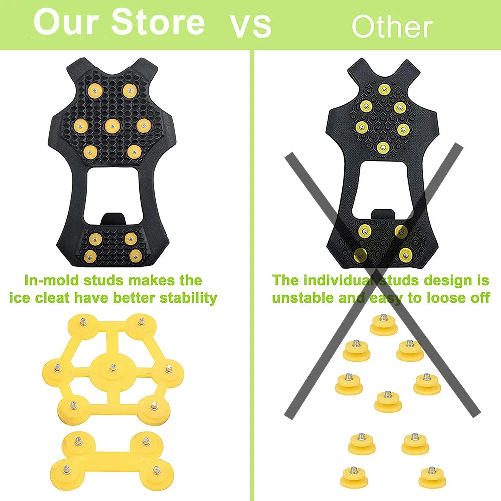 Ice Cleats for Shoes and Boots New 11 Teeth Snow Ice Grips Crampons for Men Women Kids Winter Climbing Anti Slip Shoes Cover