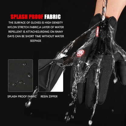 Men Women Cycling Winter Warm Sport Gloves Touchscreen Outdoor Fishing Splash-proof Skiing Snowboard Nonslip Zipper Gloves