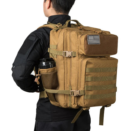 45L Tactical Backpack Survival Bag Hunting MOLLE Backpack GYM For Men EDC Outdoor Hiking Rucksack With Bottle Holder