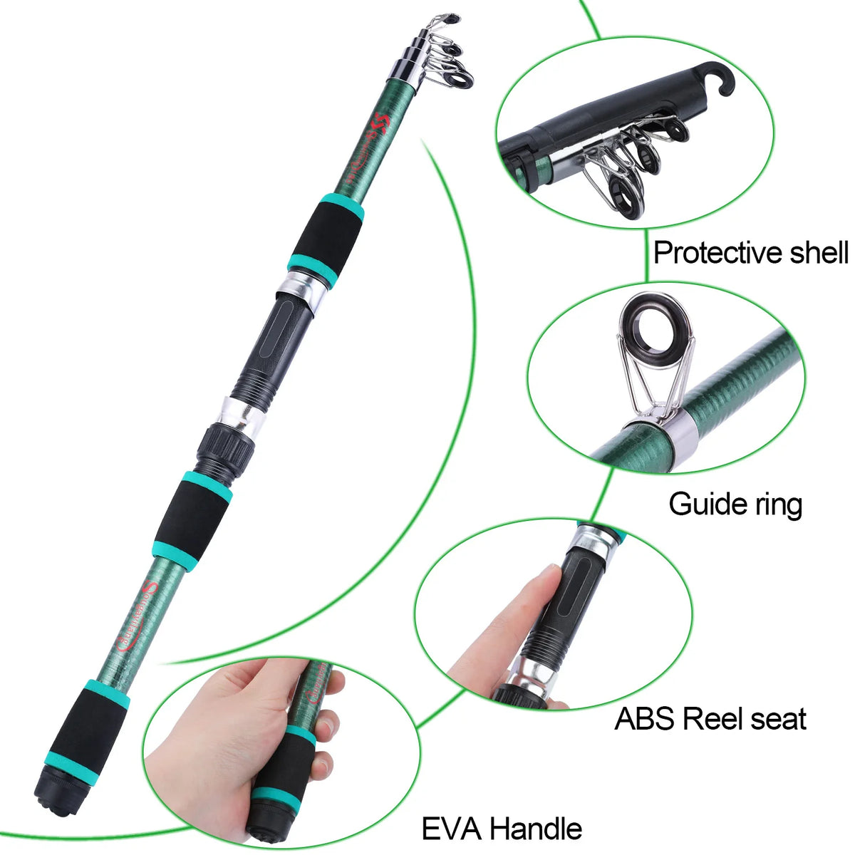 Sougayilang 2.1m-3.6m Spinning Fishing Rod Carbon Trout Carp Telescopic Fishing Pole Lure Fishing Rod Tackle