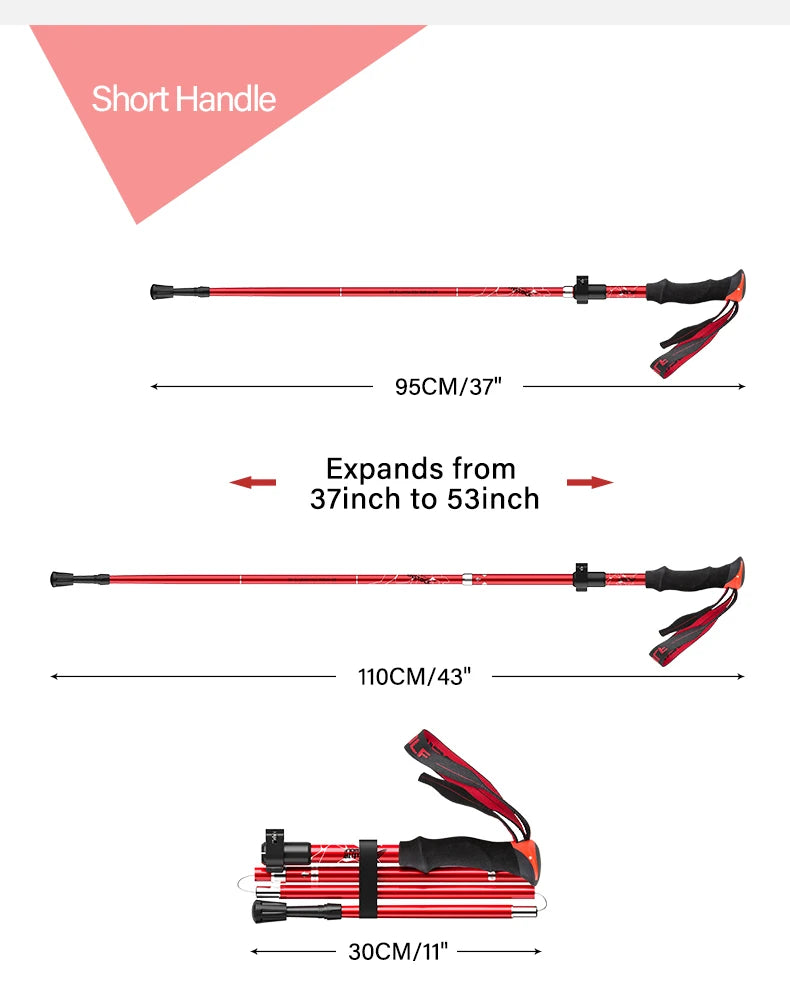 BISINNA 2pcs Ultralight Trekking Poles  Walking Sticks Hiking Canes Folding Aluminum Walking Pole Nodic Walking Sticks