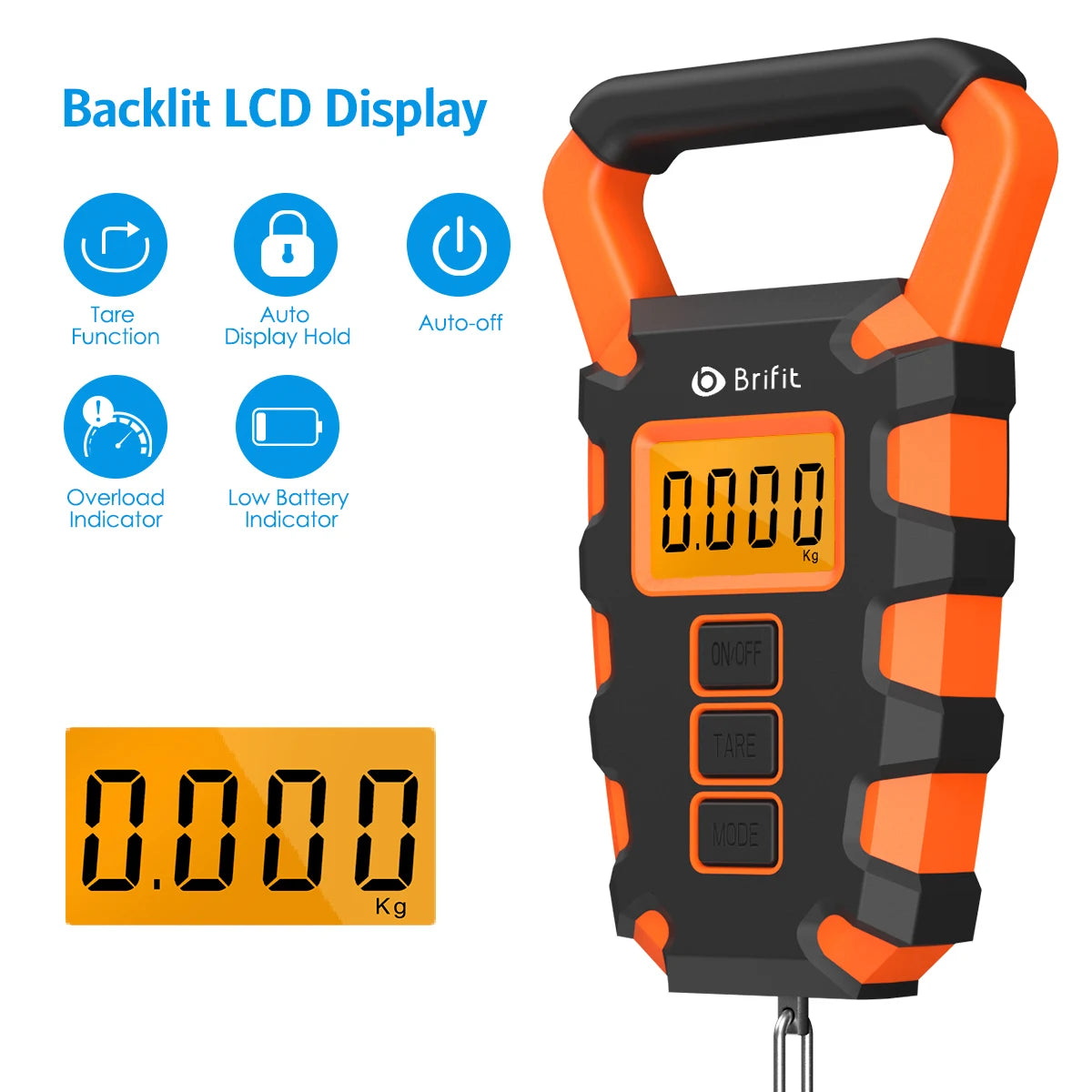 Digital Fish Scale with Tape Measure, 50kg / 110lb