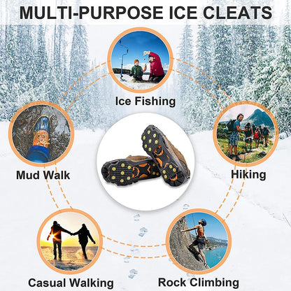 Ice Cleats for Shoes and Boots New 11 Teeth Snow Ice Grips Crampons for Men Women Kids Winter Climbing Anti Slip Shoes Cover