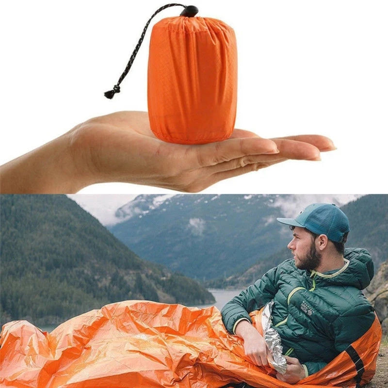 Compact Bivy Sack Emergency Survival Sleeping Bag Portable Waterproof Reusable Thermal Sleeping Bags Mylar Survival Blanket