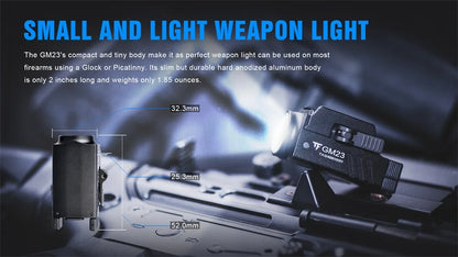 Trustfire GM23 Tactical LED Flashlights Mini Pistol Lights 800 Lumens USB Rechargeable Quick Release Handgun 1913/GL Rail