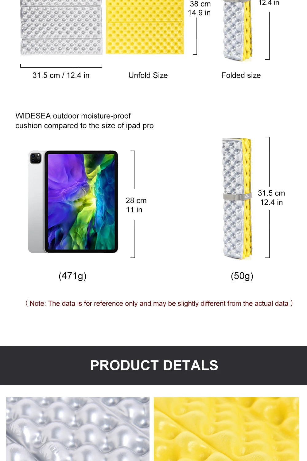 Widesea Outdoor Foldable Mat Seat Ultralight Camping Picnic Pad Waterproof XPE Foam Sitting Cushion Chair Hiking Tourist