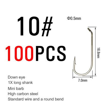 ICERIO 1X Long Shank Down Eye Hooks (100 Pack)
