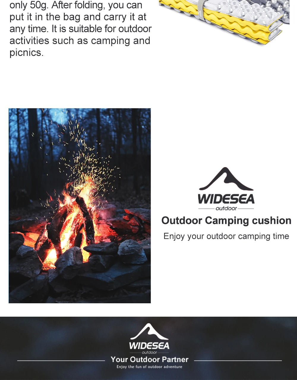 Widesea Outdoor Foldable Mat Seat Ultralight Camping Picnic Pad Waterproof XPE Foam Sitting Cushion Chair Hiking Tourist