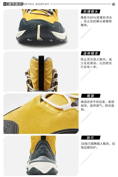 RAX Hiking Boots Men Waterproof Winter Snow Boots Fur lining Lightweight Trekking Shoes Warm Outdoor Sneakers Mountain Boots Men