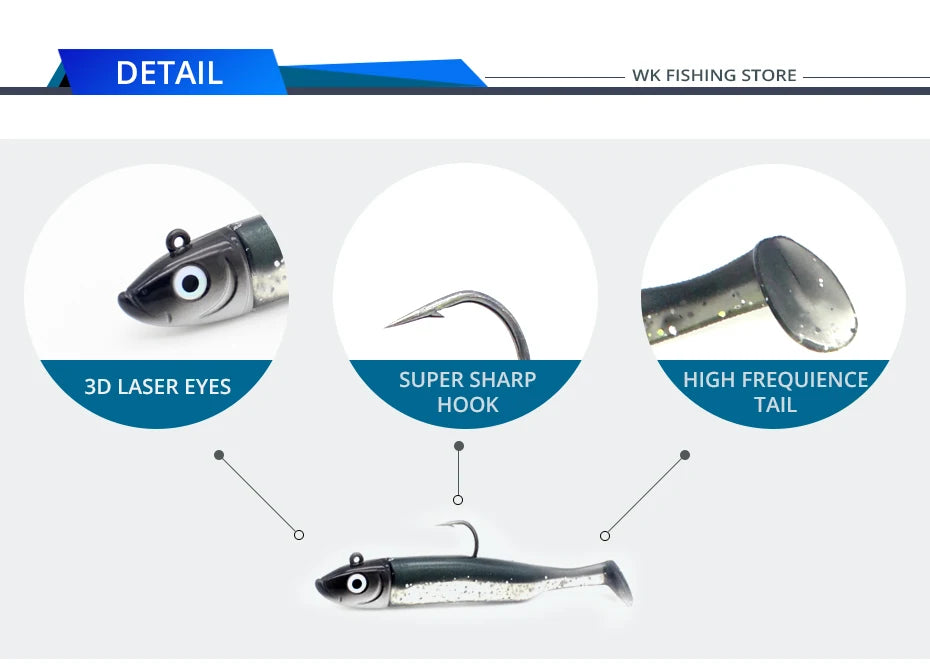 Inshore Paddle Tail Soft Lure and Jig Head Kit