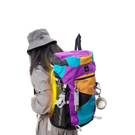 Lightweight camping backpack with water bottle holder and straps