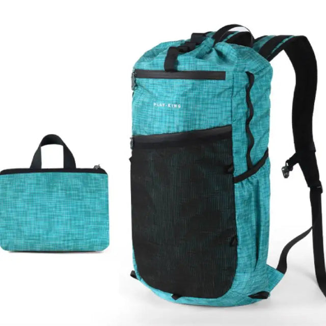 Lightweight foldable camping backpack in blue – travel and hiking daypack